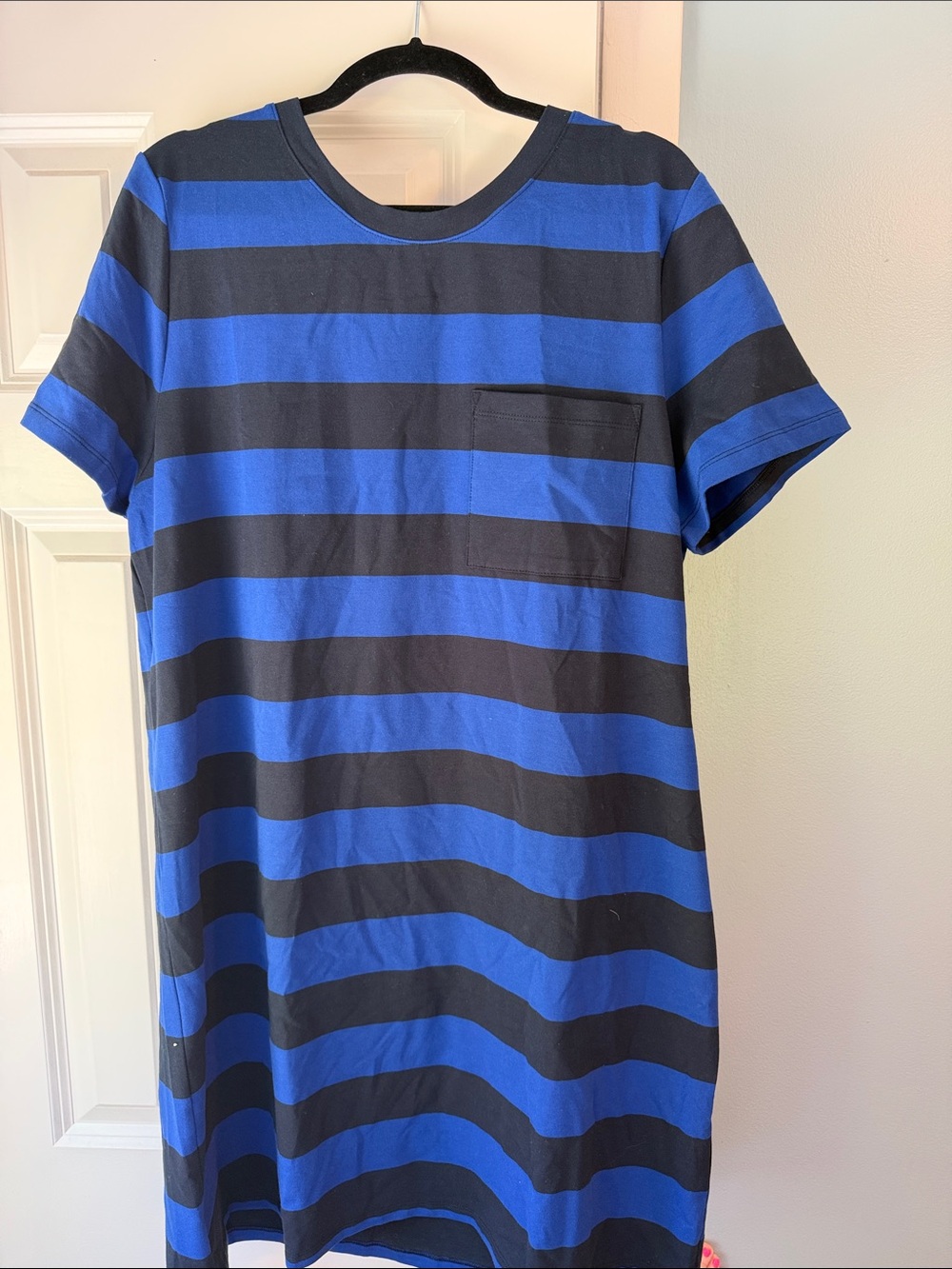 NWT- Banana Republic Factory Royal Blue and Black Striped T-Shirt Dress